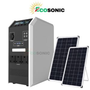 Ecosonic AP-1500 1500W / 1536Wh Pure Sine Wave Solar IPS Energy Storage System | 2×100W Mono Solar Panels