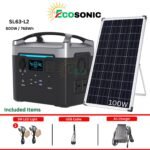 Ecosonic SL63-L2 800W 768Wh Pure Sine Wave Solar IPS System 100W Mono Solar Panel
